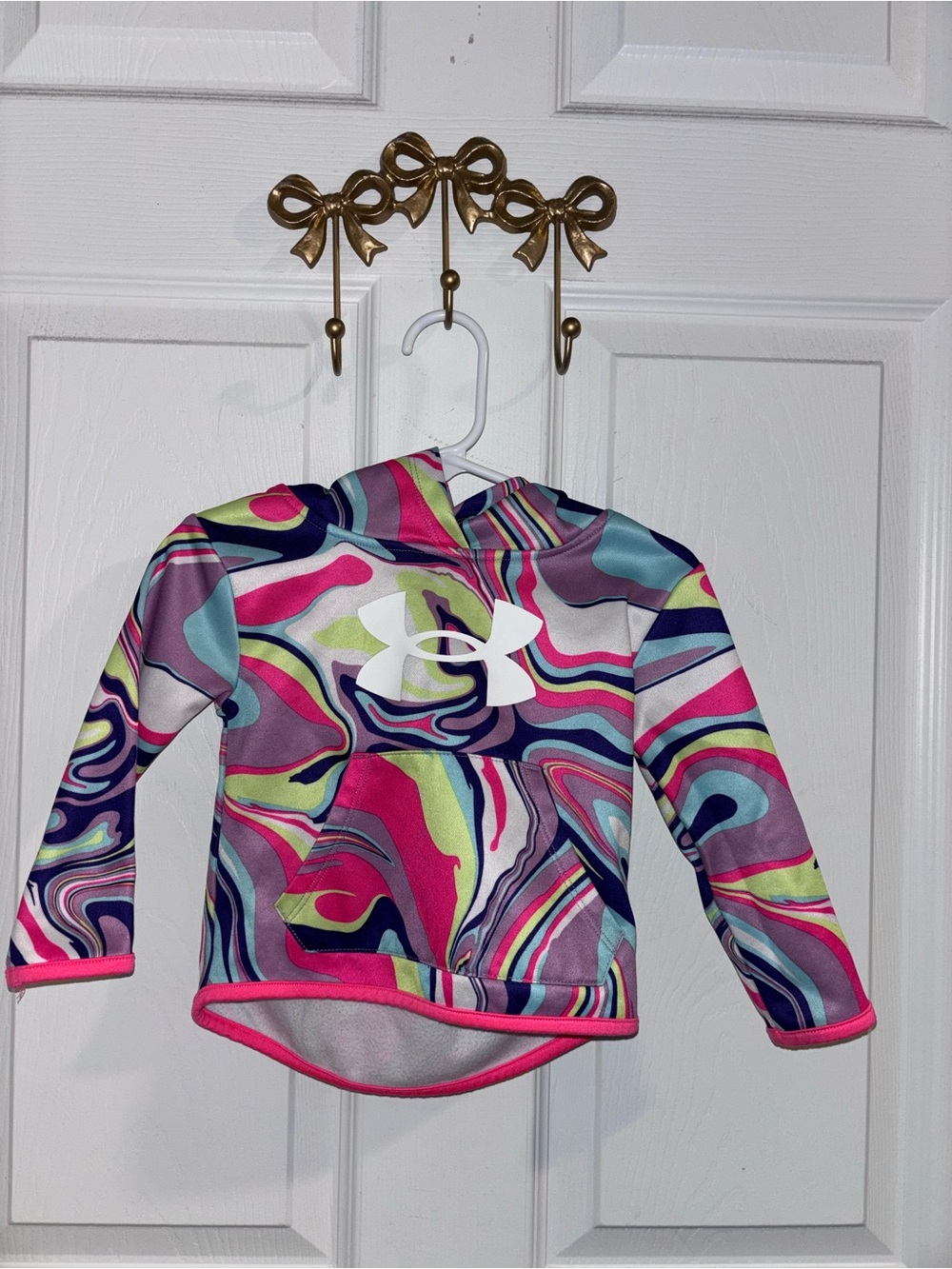 Under Armour Girls Multicolor Swirl Swim Hoodie - Pink, Blue, Purple, Green